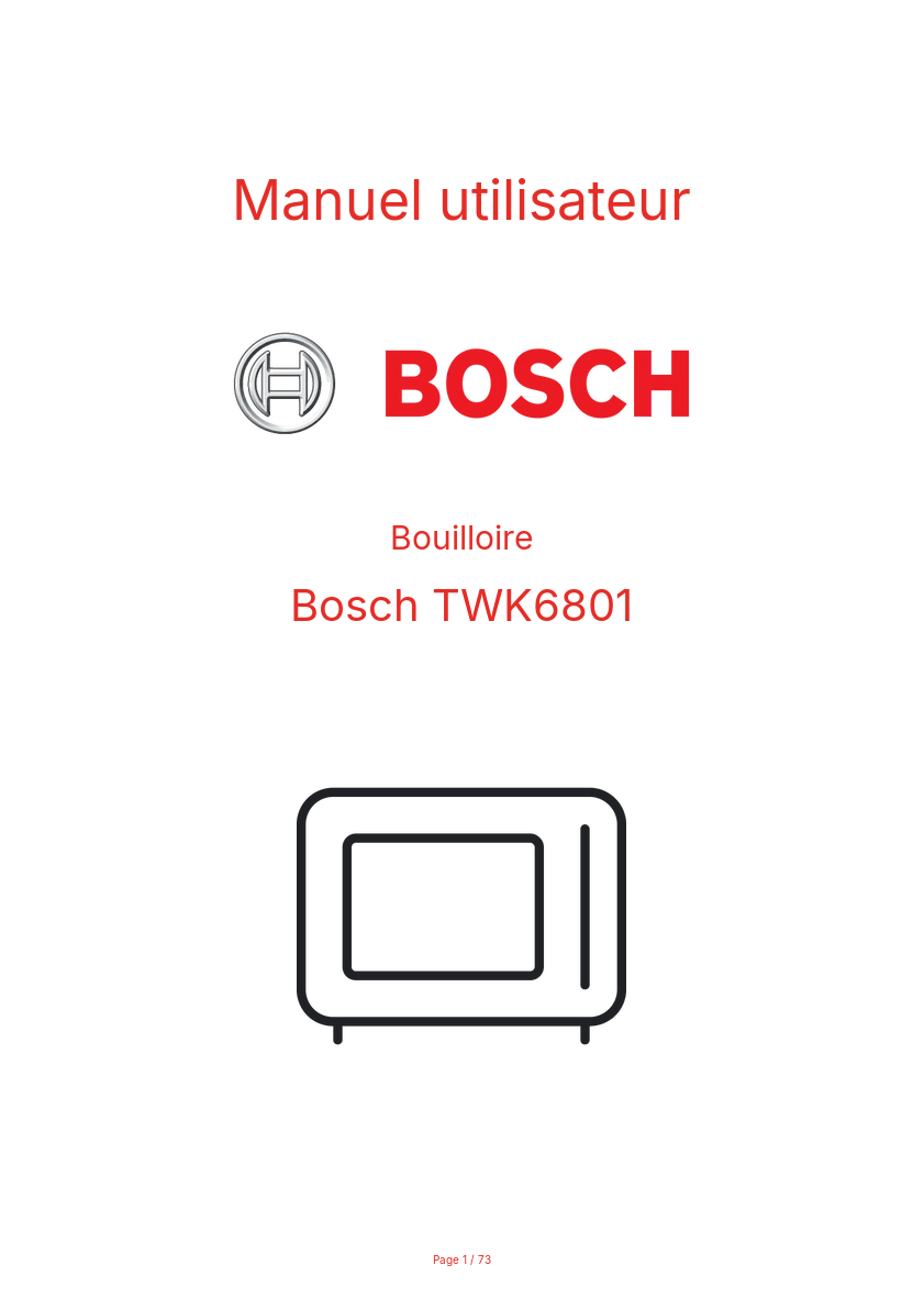 Page n°1 - Manuel utilisateur Bosch TWK6801