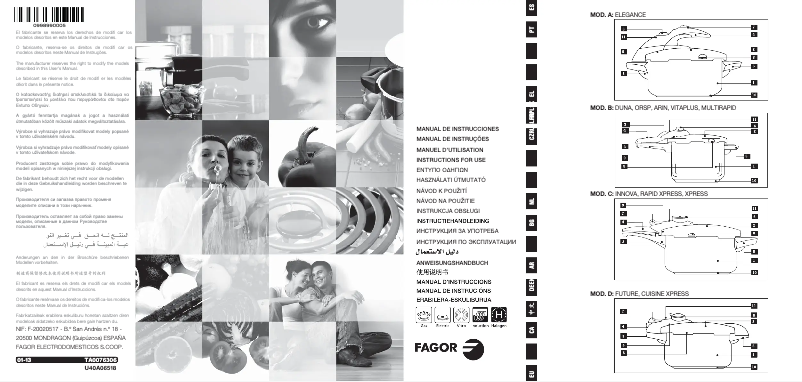 Page 1 de la notice Manuel utilisateur Fagor Future