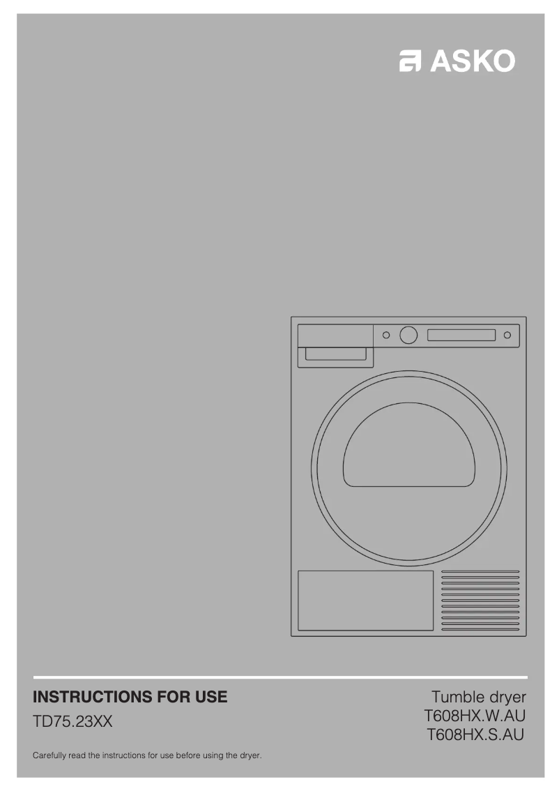 Page 1 de la notice Manuel utilisateur Asko T608HX.W.AU