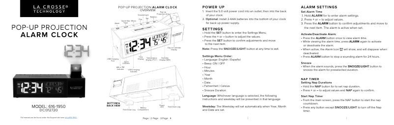 Página 1 del manual Manual de usuario La Crosse Technology 616-1950