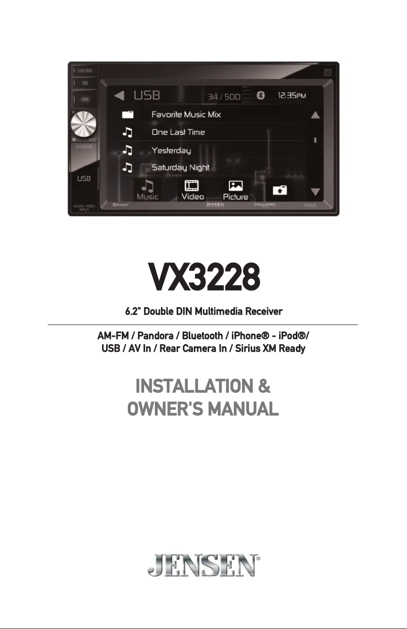 Page 1 de la notice Manuel utilisateur Jensen VX3228