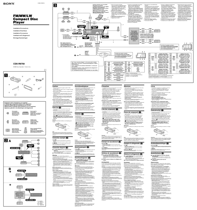 Página 1 del manual Guía de instalación Sony CDX-R6750
