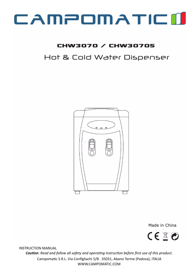 Image de la première page du manuel de l'appareil CHW3070