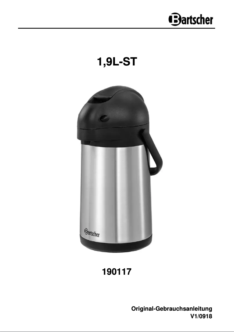 Page 1 de la notice Manuel utilisateur Bartscher 190117