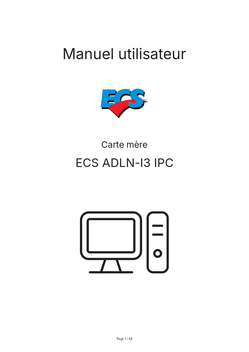 Page n°1 - Manuel utilisateur ECS ADLN-I3 IPC