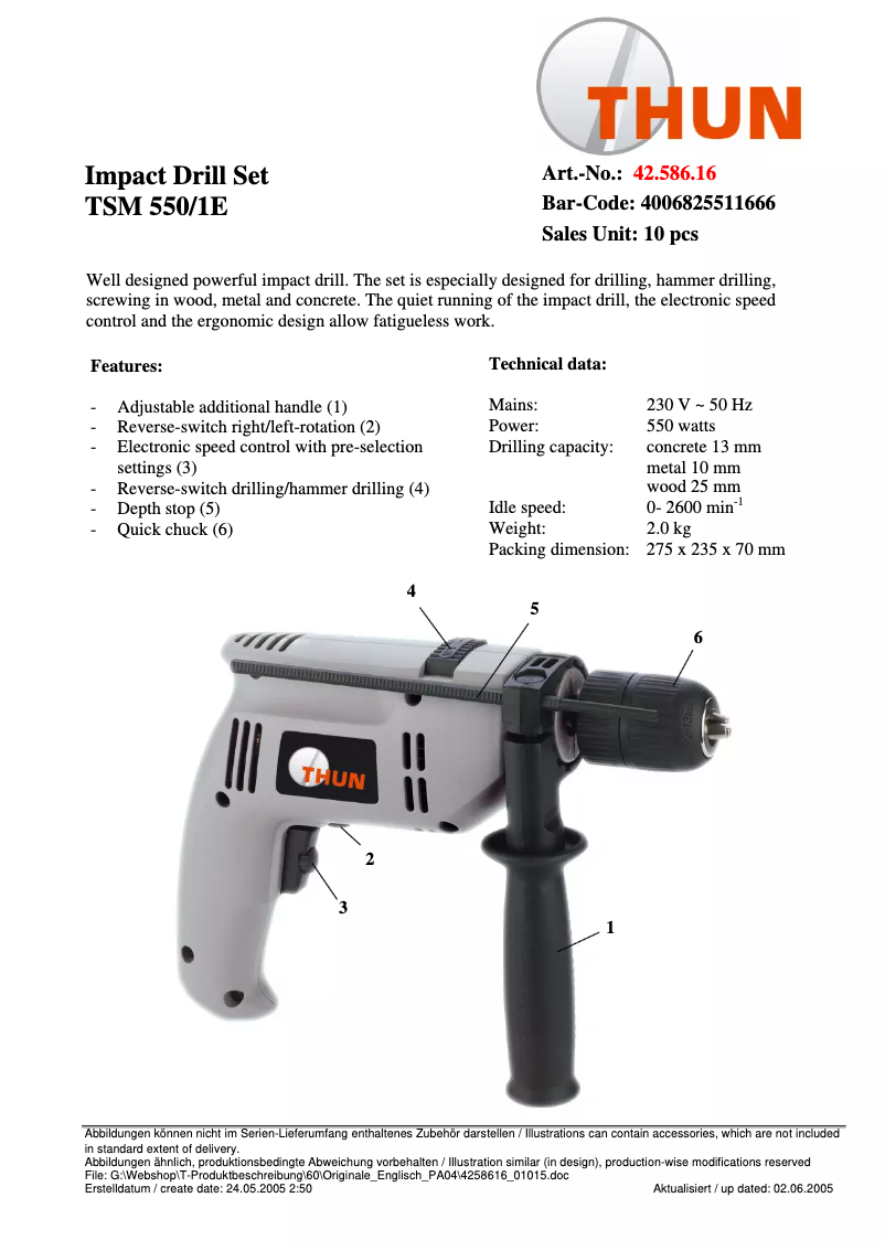 Image de la première page du manuel de l'appareil TSM 550/1 E