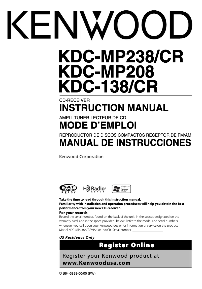 Página 1 del manual Manual de usuario Kenwood KDC-138