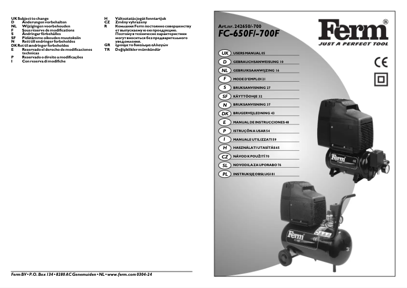 Page 1 de la notice Manuel utilisateur Ferm CRM1012 FC-700F