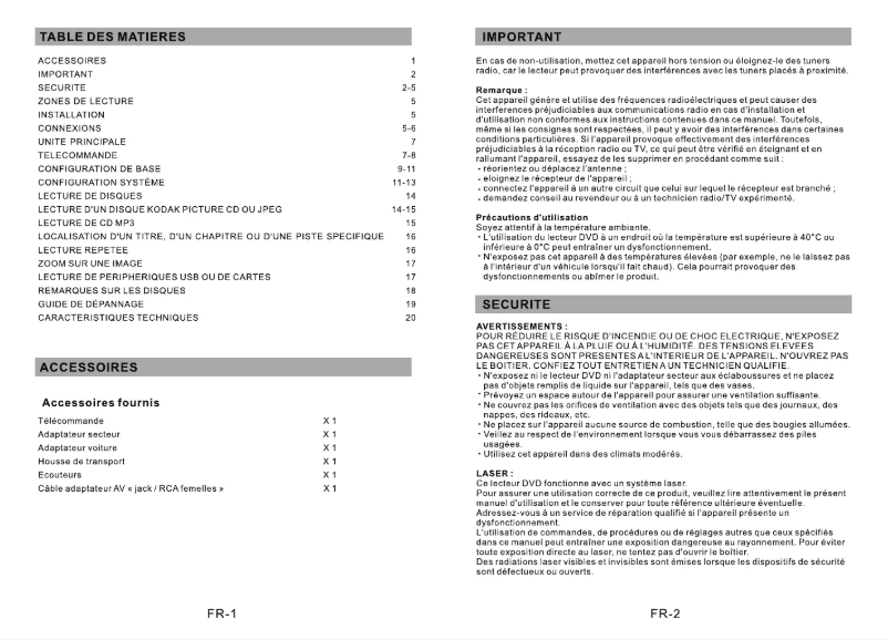 Image de la première page du manuel de l'appareil DPX 1071