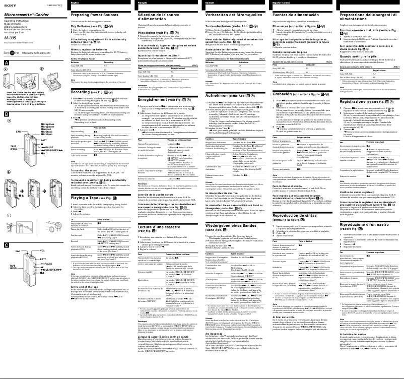 Page n°1 - Manuel utilisateur Sony M-335