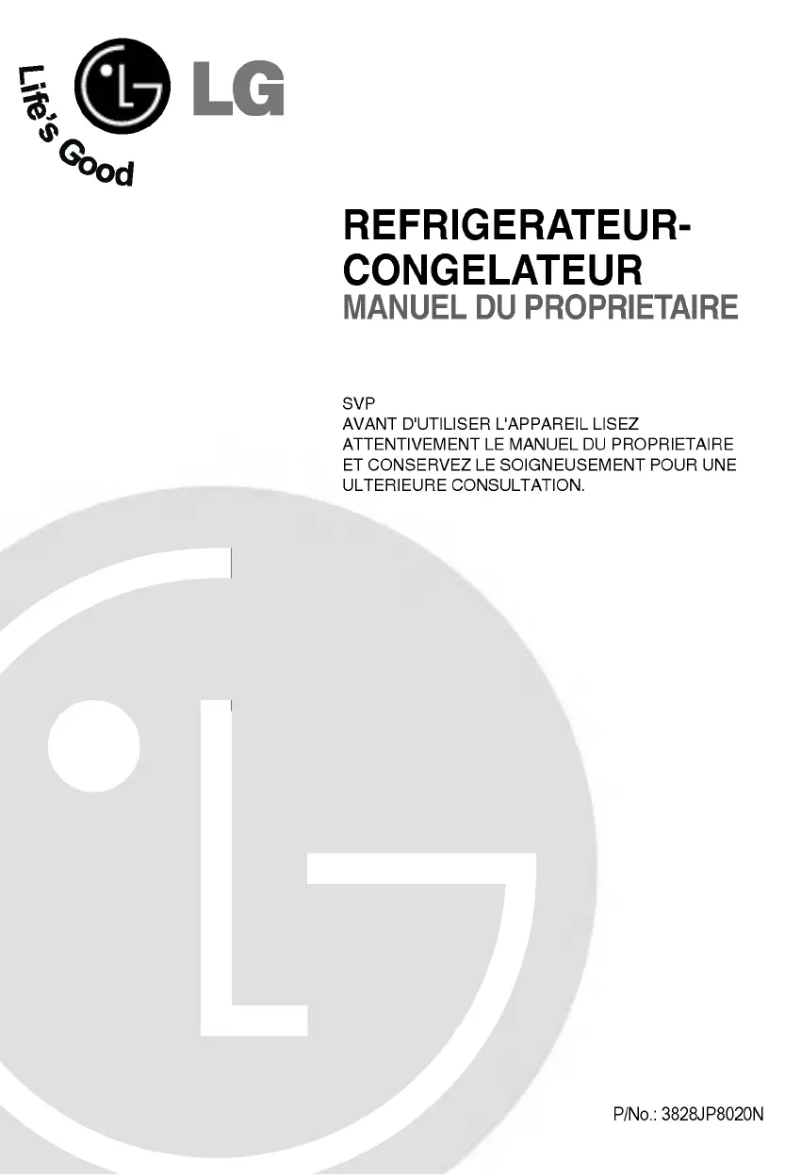 Page 1 de la notice Manuel utilisateur LG GR-S392QLC