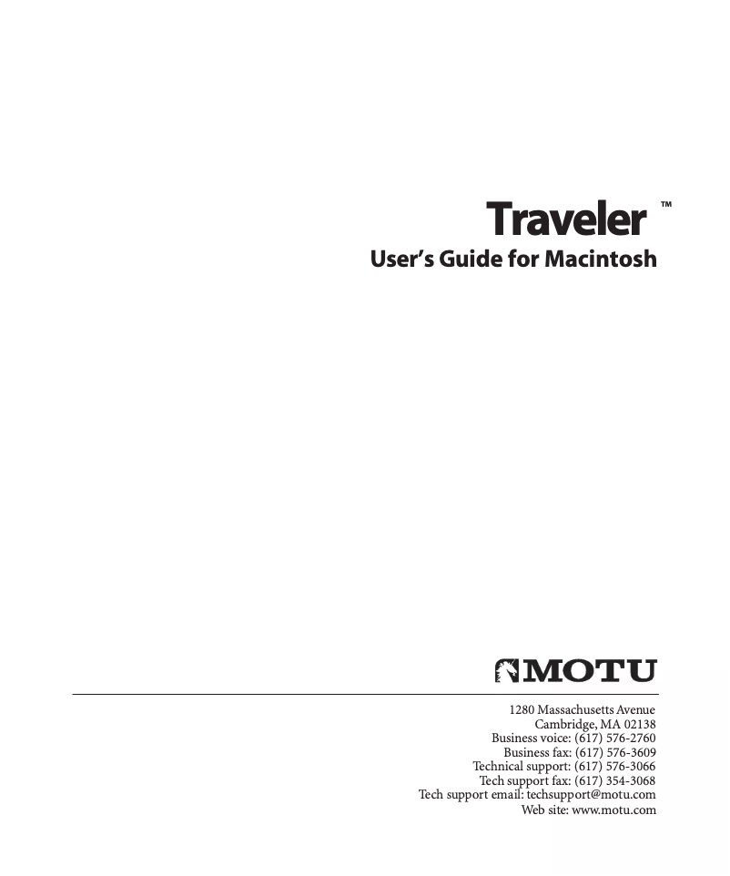 First page image of the manual for Traveler