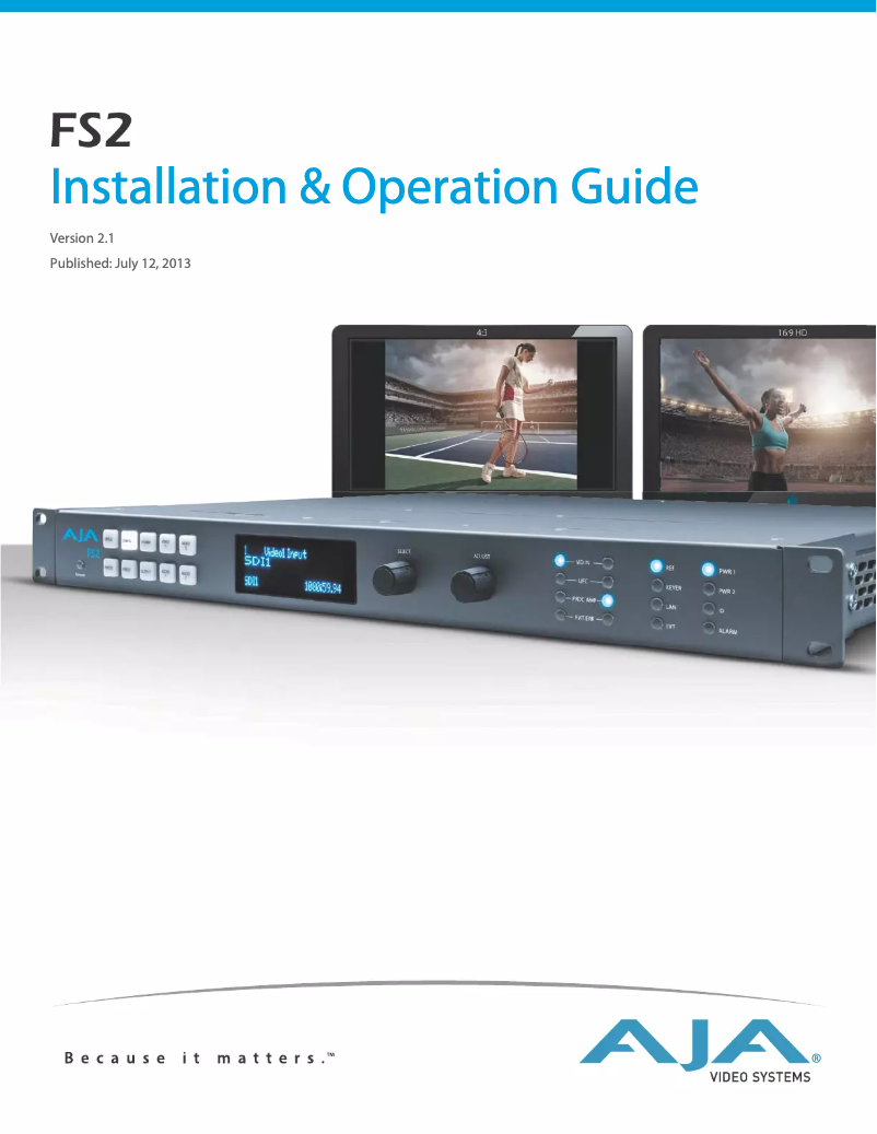Page 1 de la notice Manuel utilisateur AJA FS2