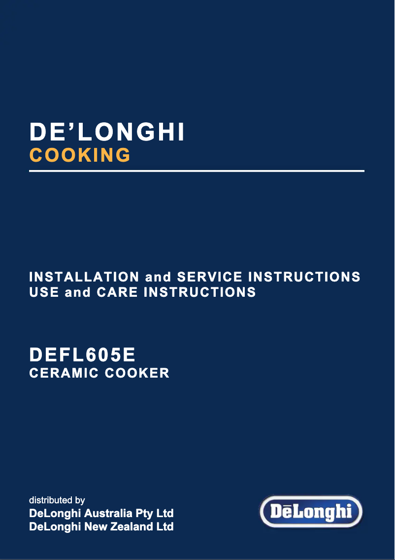 Page n°1 - Manuel utilisateur DeLonghi DEFL605E