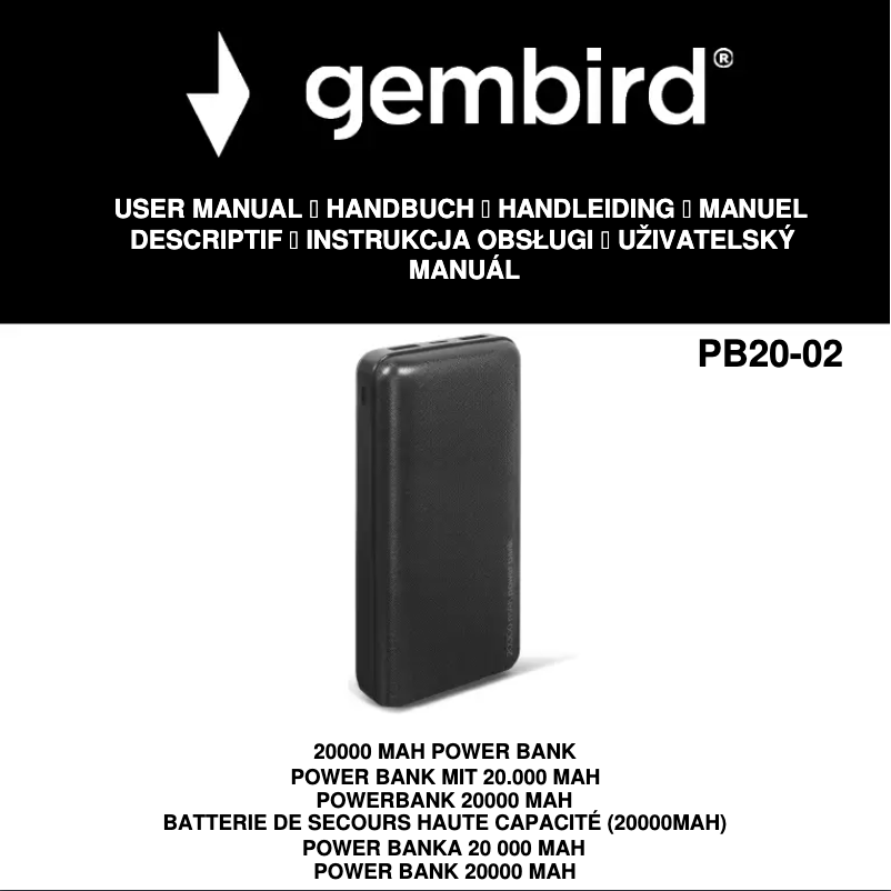 Page n°1 - Manuel utilisateur Gembird PB20-02