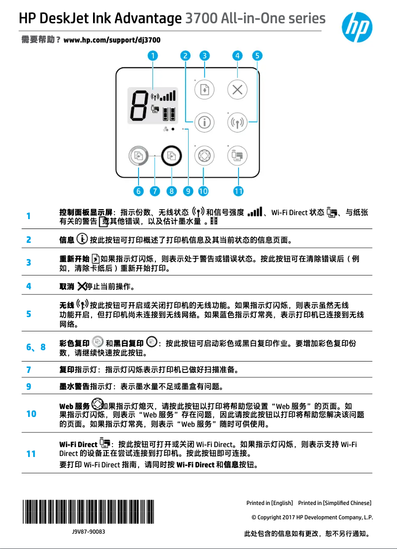 Page n°1 - Guide de démarrage rapide HP DeskJet 3700