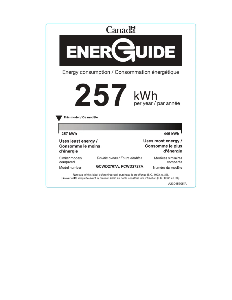 Page n°1 - Label énergétique Frigidaire GCWD2767AF