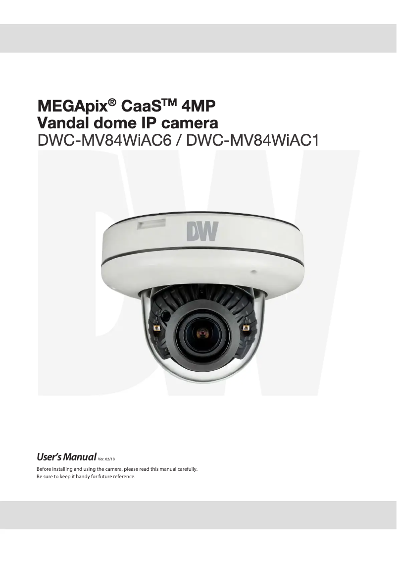 Image de la première page du manuel de l'appareil MegaPix CaaS DWC-MV84WIAC6