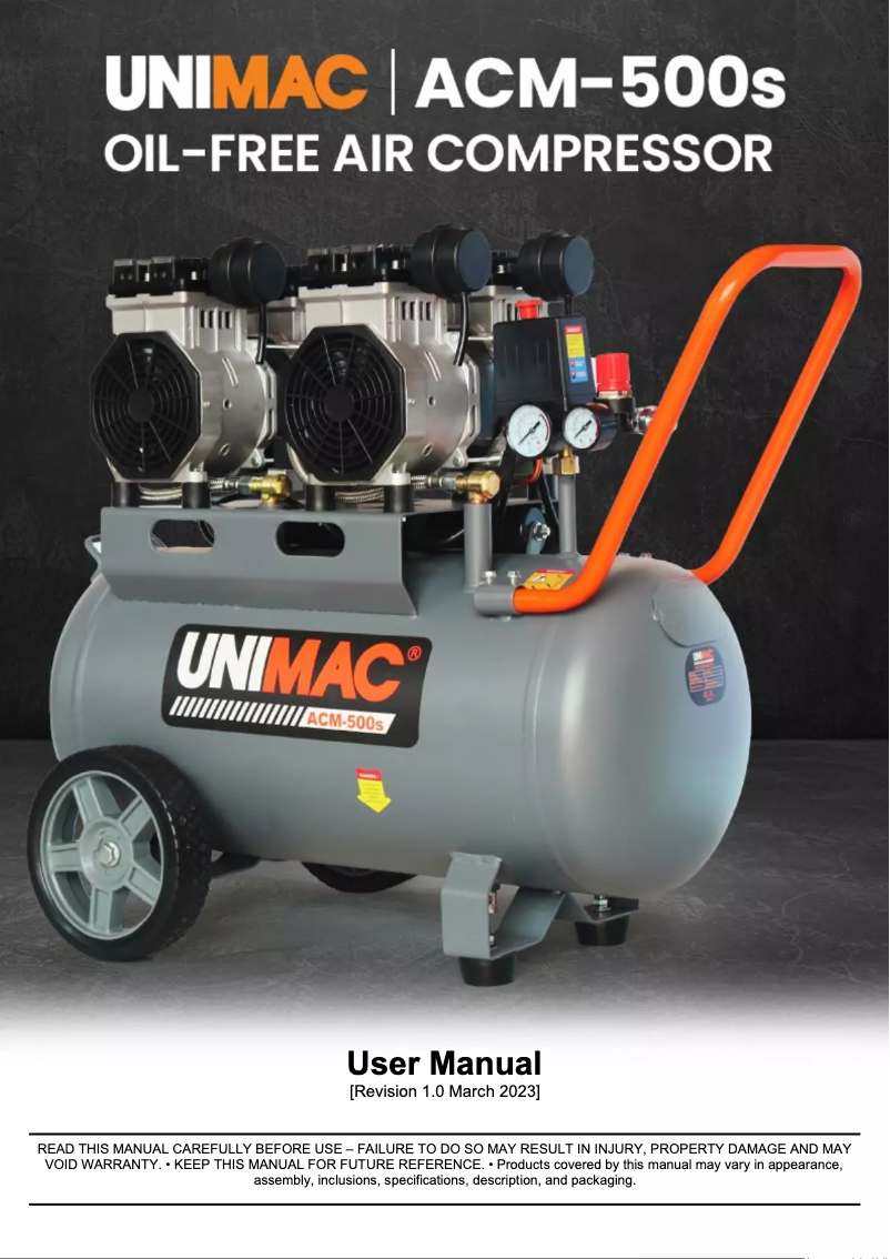 Page 1 de la notice Manuel utilisateur Unimac ACM-500s