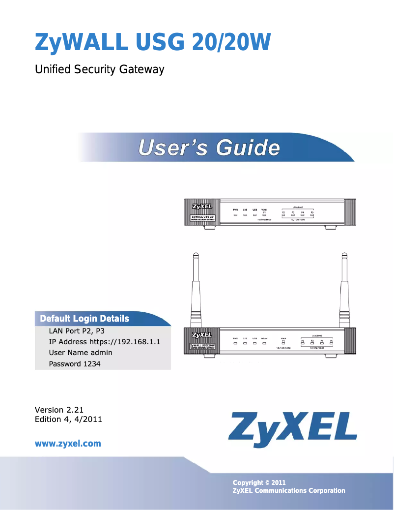 Page 1 de la notice Manuel utilisateur ZyXEL USG 20