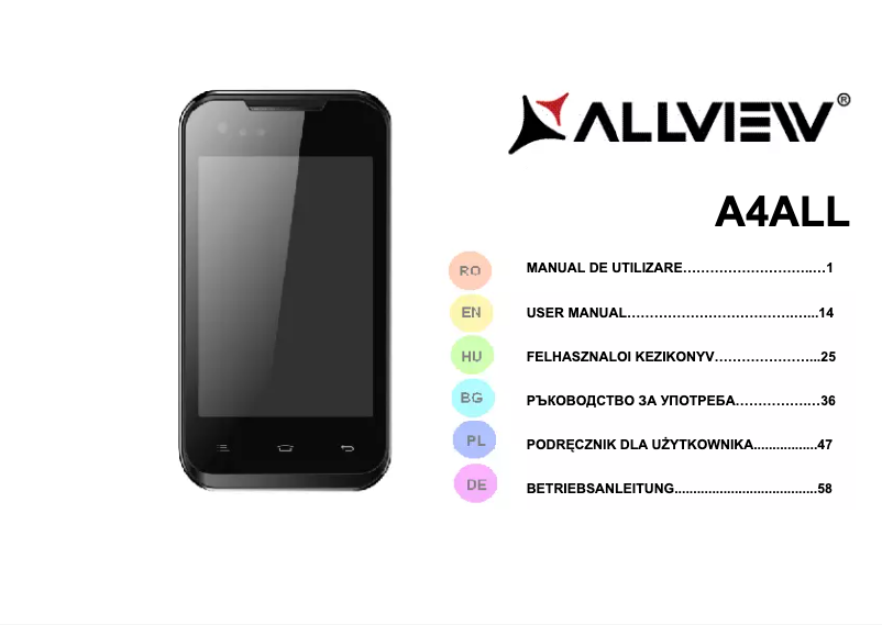 Page 1 de la notice Manuel utilisateur Allview A4 All