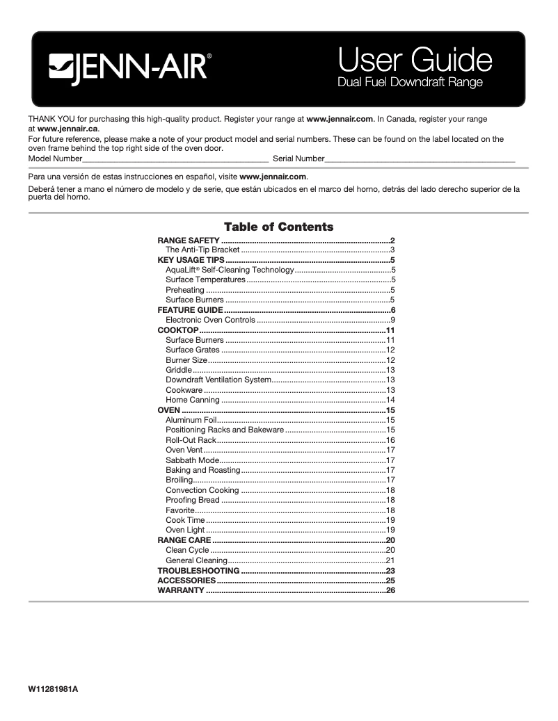 Page 1 de la notice Manuel utilisateur JennAir JDS1750FS