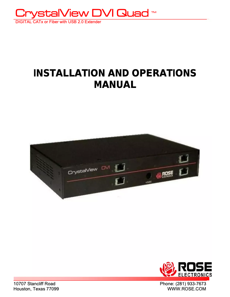 Page 1 de la notice Manuel utilisateur Rose CRK-2DTXPD2D/AUD/R