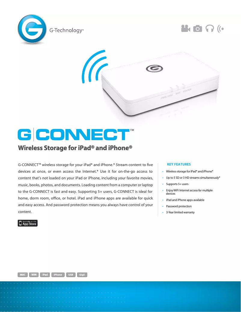 Page 1 de la notice Fiche technique HGST G-Connect