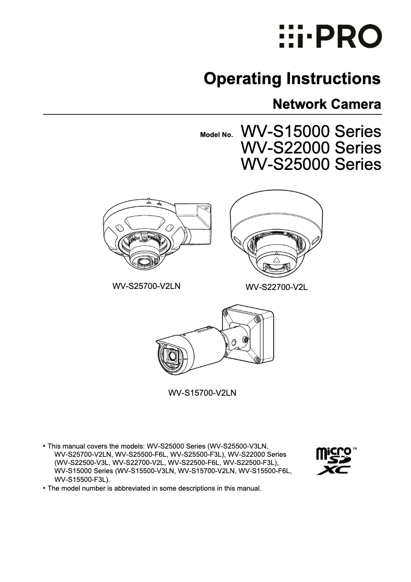 Page n°1 - Manuel utilisateur i-PRO WV-S22500-F6L