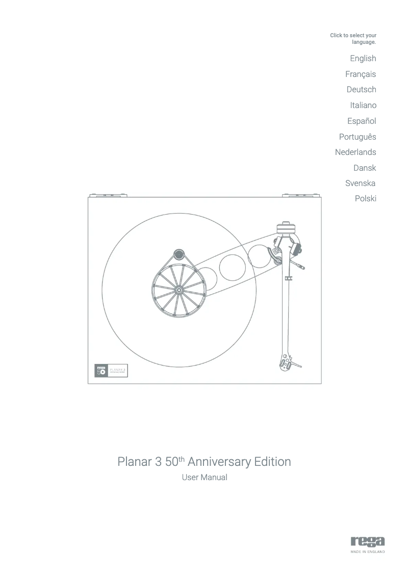 Page n°1 - Manuel utilisateur Rega Planar 3 50th Anniversary Edition