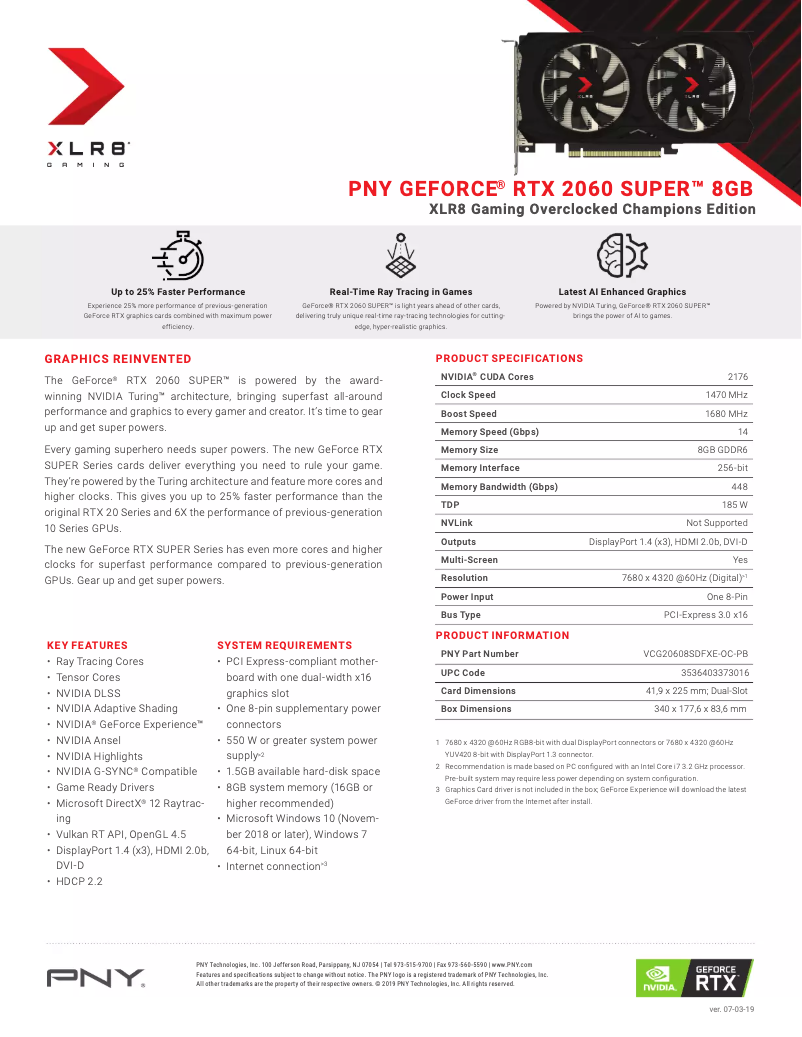 Page n°1 - Manuel utilisateur PNY RTX 2060 Super Dual Fan
