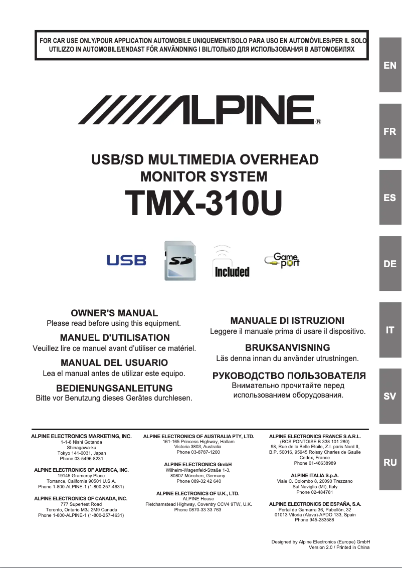 Image de la première page du manuel de l'appareil TMX-310U