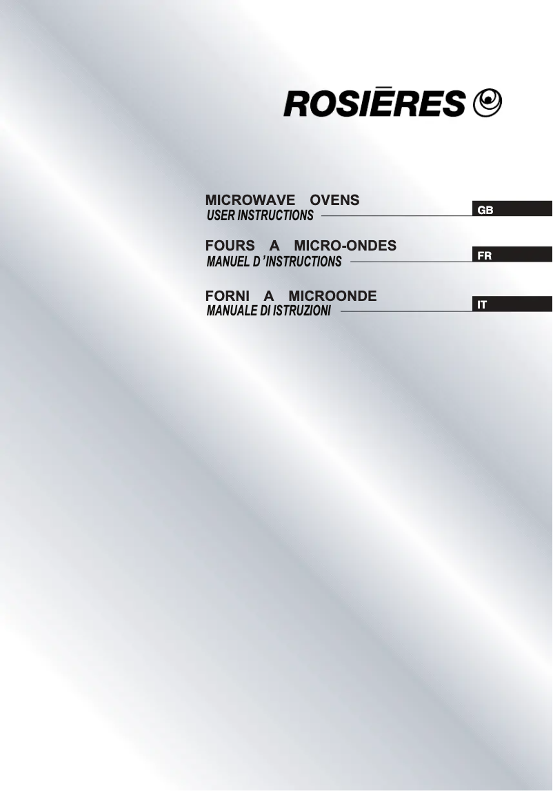 Page 1 de la notice Manuel utilisateur Rosieres RMG20/1RB