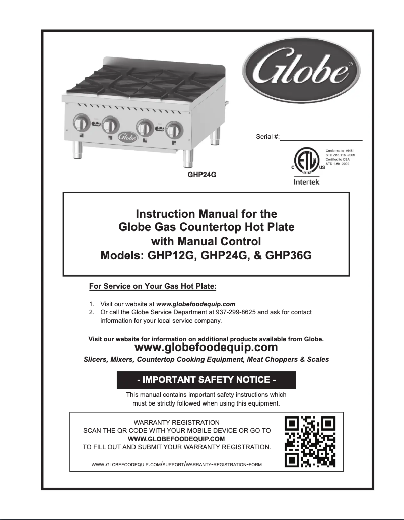 Page n°1 - Manuel utilisateur Globe GHPSU424G