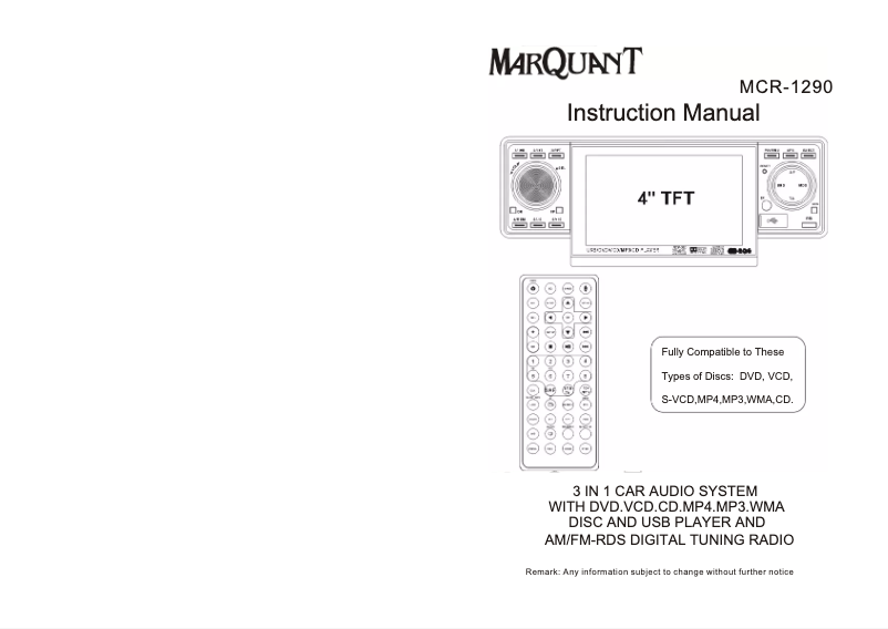 Page n°1 - Manuel utilisateur Marquant MCR-1290