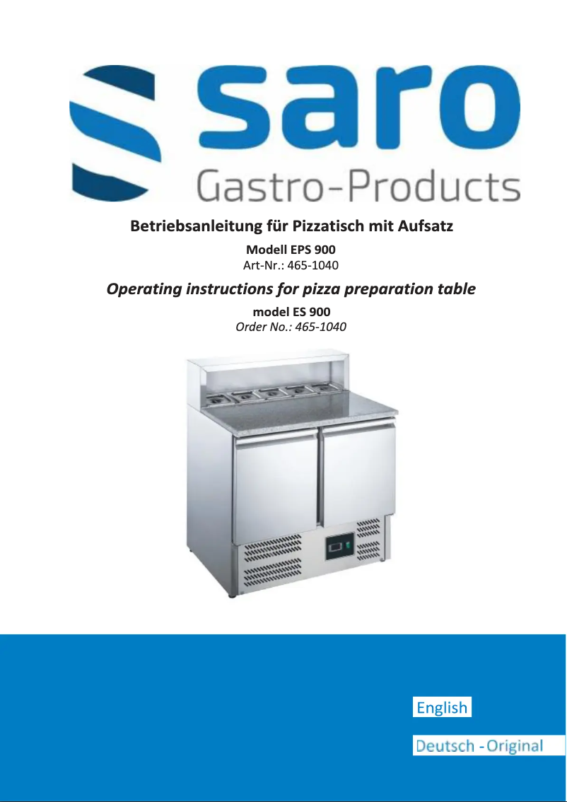 Página 1 del manual Manual de usuario Saro EPS 900