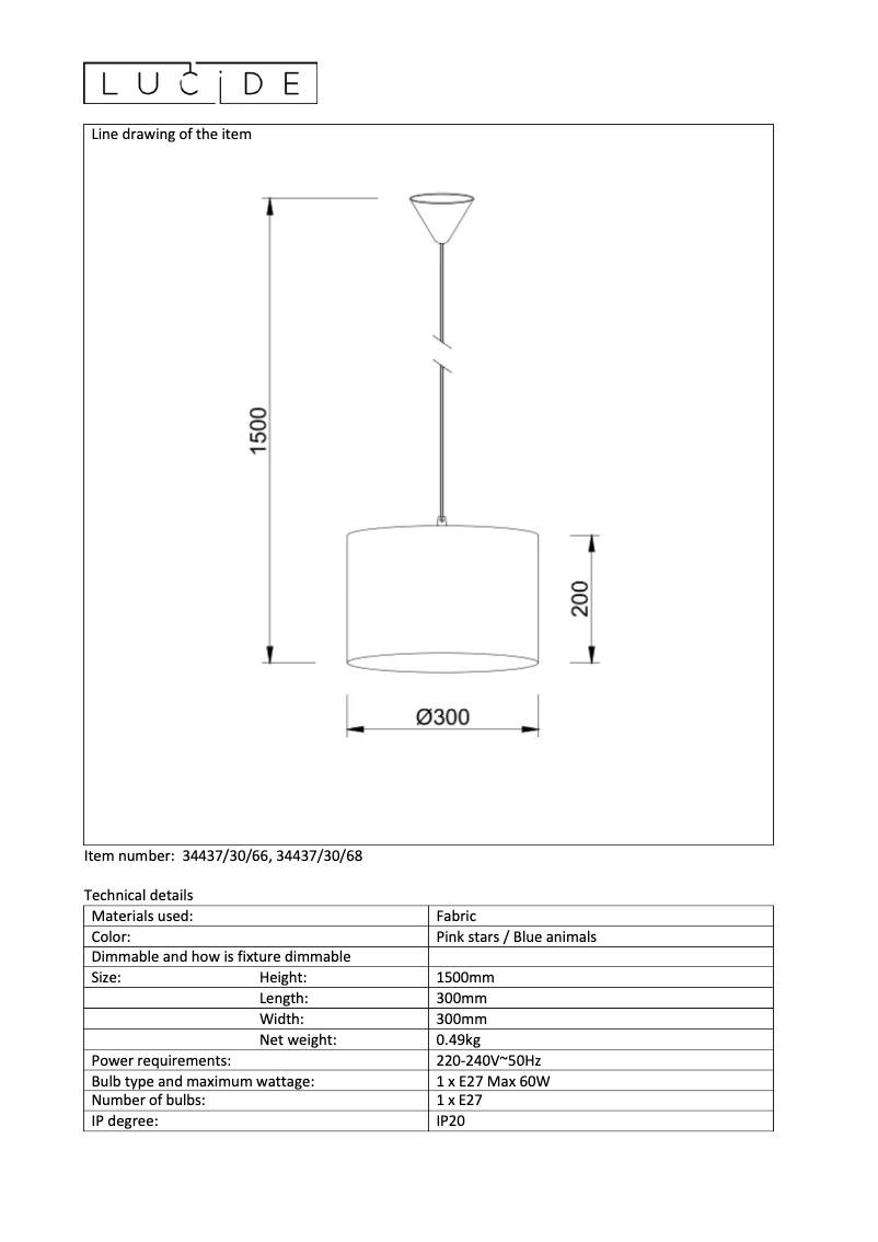 Page 1 de la notice Manuel utilisateur Lucide Adrian 34437/30/66