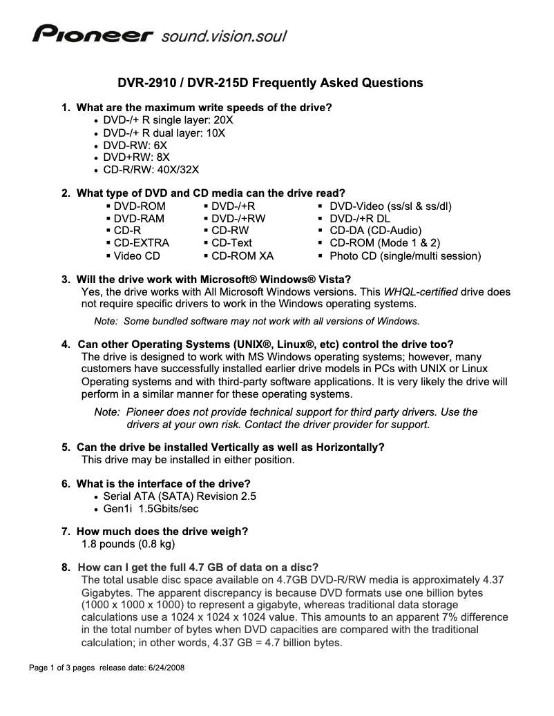 Page 1 de la notice Manuel utilisateur Pioneer DVR-213LS