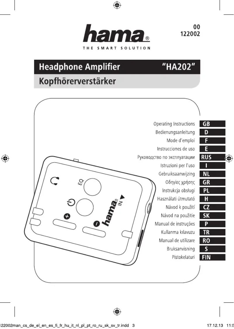Page n°1 - Manuel utilisateur Hama HA202
