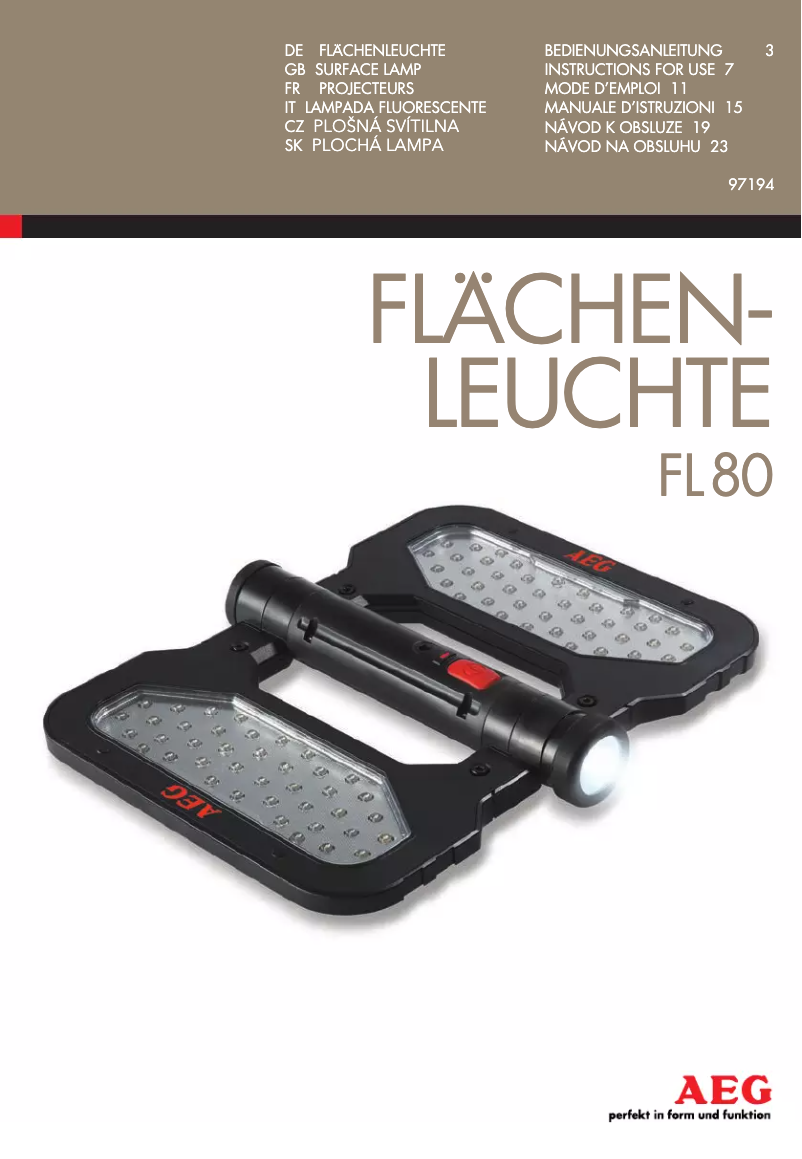 Página 1 del manual Manual de usuario AEG FL 80