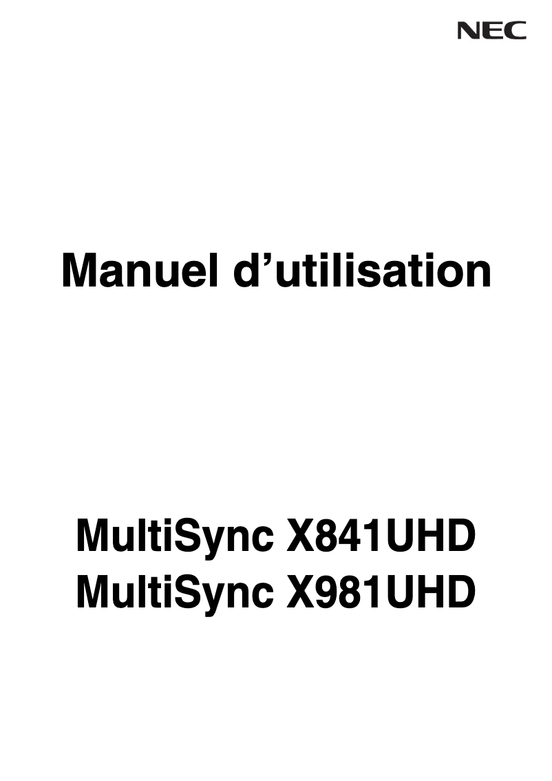 Página 1 del manual Manual de instrucciones NEC MultiSync X841UHD