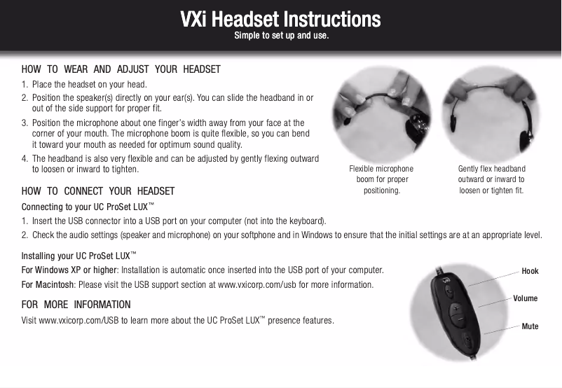 Page 1 de la notice Manuel utilisateur VXi UC ProSet LUX