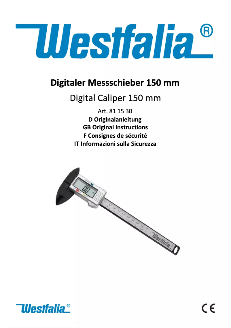 Page 1 de la notice Manuel utilisateur Westfalia 811530