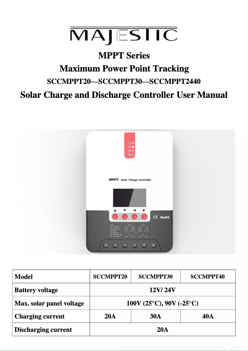 Page 1 de la notice Manuel utilisateur Majestic SCCMPPT40