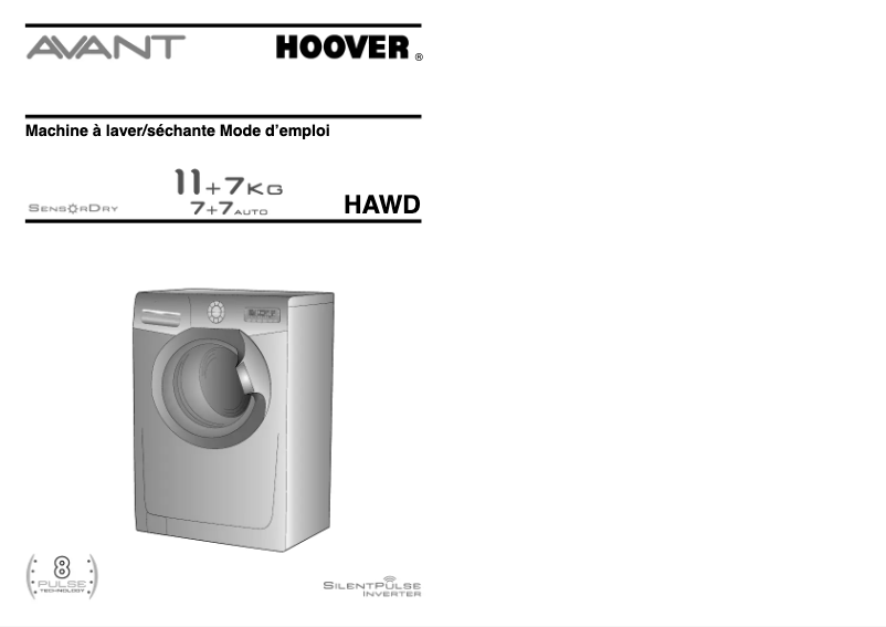 Page 1 de la notice Manuel utilisateur Hoover HAWD 11746P8