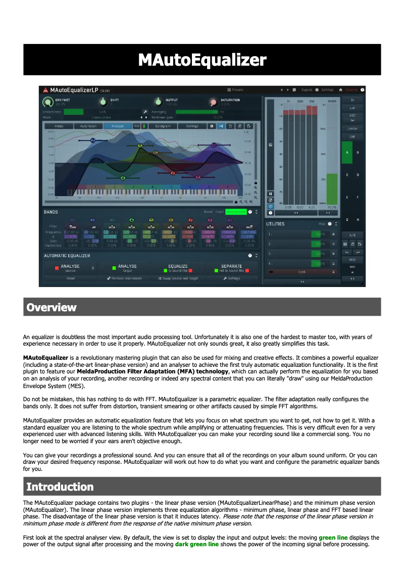 Página 1 del manual Manual de usuario MeldaProduction MAutoEqualizer
