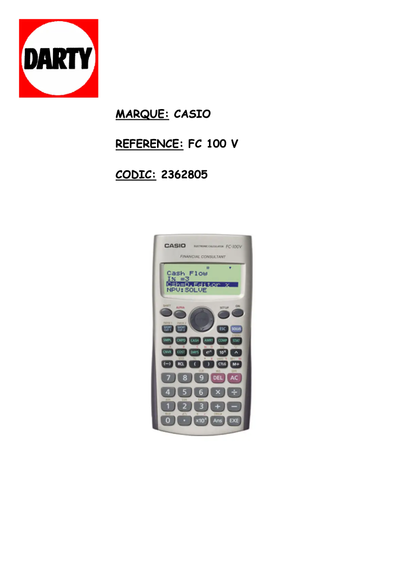 Page n°1 - Manuel utilisateur Casio FC-100V