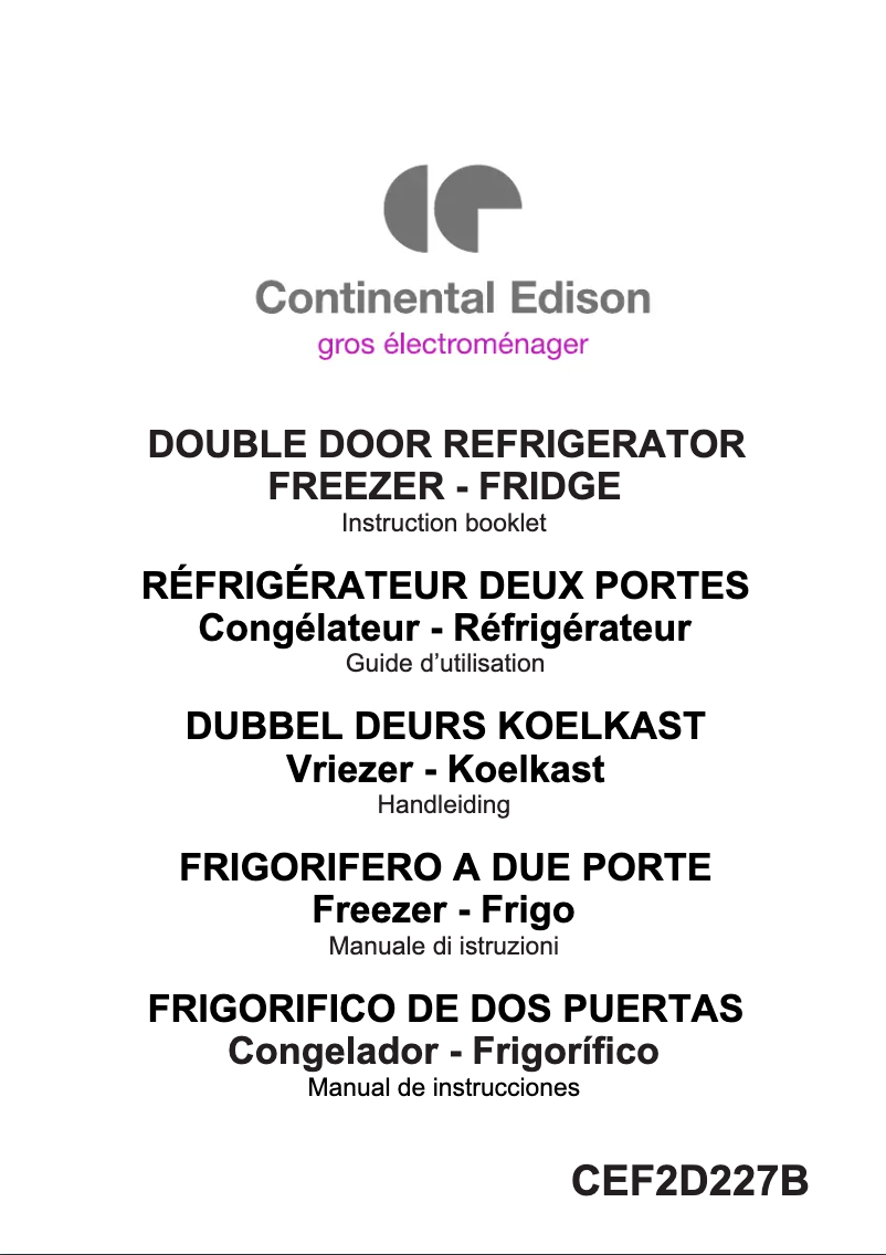 Image de la première page du manuel de l'appareil CEF2D227W