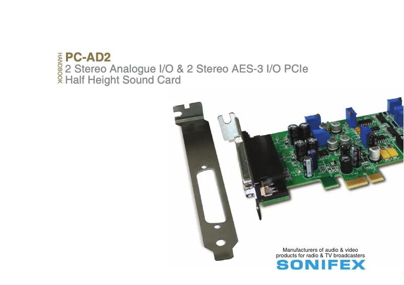 Page n°1 - Manuel utilisateur Sonifex PC-AD2