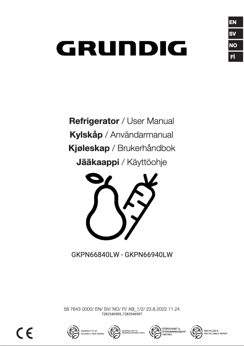 Page 1 de la notice Manuel utilisateur Grundig GKPN 66940 LW